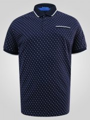 D555 Reid AOP Polo With Jacquard Collar, Pocket And Cuffs Azul-marinho