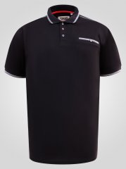 D555 Potts Jersey Polo With Jacquard Collar & Cuffs Preto