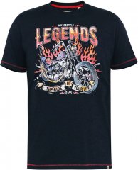 D555 JAGGER Legends Motor Bike Printed Crew Neck T-Shirt Navy
