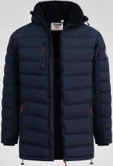 D555 Workington Casaco Acolchoado Com Capuz E Forro Sherpa Azul-Marinho
