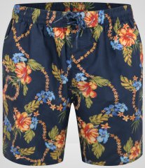 D555 Dawson AO Calções de Banho com Padrão Havaiano Azul-Marinho