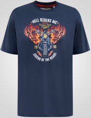 D555 Hockney T-shirt com Estampa de Motociclo Azul-Marinho