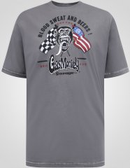 D555 Jasper Official Gas Monkey T-shirt com Estampa Cinzento