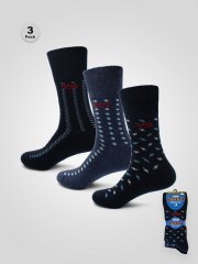 D555 Harold 3 Extra Wide Comfort Fit Socks 3-pack Navy/Denim