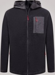 D555 Damien Micro Fleece Zip Through Hoody Preto/Cinzento
