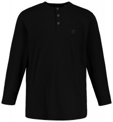 JP1880 702555 T-shirt Henley de manga comprida Preto