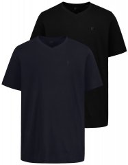 JP1880 711318 T-shirt de decote em V pack de 2 Preto/Azul-marinho