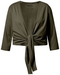Ulla Popken 794514 Bolero de jersey com nó Verde escuro
