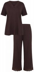 Ulla Popken 806944 Pijama de manga curta Castanho