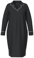Ulla Popken 812447 Camisa de noite com gola de camisa Preto