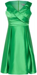 Ulla Popken 817135 Vestido de noite evasê com decote em V Verde