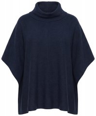 Ulla Popken 820620 Camisola poncho com gola alta Azul-marinho