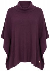 Ulla Popken 820620 Camisola poncho com gola alta Ameixa