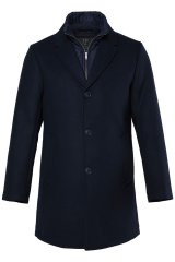 JP1880 821066 Acolchoado Sobretudo de lã Azul marinho