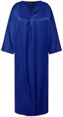 Ulla Popken 821110 Vestido de cetim de manga curta com decote em V Azul-marinho