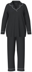 Ulla Popken 823030 Pijama com gola de camisa Preto