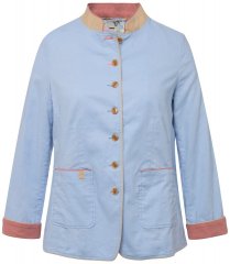 Ulla Popken 823538 Blazer em mistura de linho com gola alta Azul claro