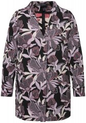 Ulla Popken 823967 Blazer floral em jacquard com manga 3/4 Preto
