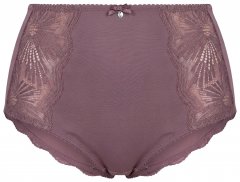 Ulla Popken 825788 Cuecas de cintura alta com renda Castanho