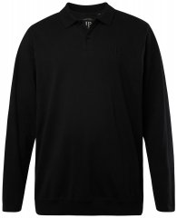 JP1880 827115 Polo de manga comprida com corte para barriga Preto
