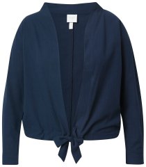 Ulla Popken 827116 Bolero de gola alta em mistura de linho Azul-marinho