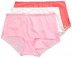 Ulla Popken 827465 Cuecas hipster com renda pack de 3 Rosa