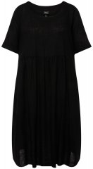 Ulla Popken 829837 Vestido de mistura de linho de manga curta Preto