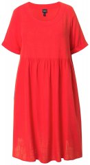 Ulla Popken 829837 Vestido de mistura de linho de manga curta Vermelho