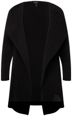 Ulla Popken 830749 Blazer aberto plissado com lapelas largas Preto