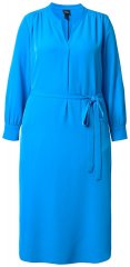 Ulla Popken 831004 Vestido midi de manga comprida com decote em V Azul real