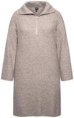 Ulla Popken 831589 Vestido de malha de manga comprida com gola alta Cinzento