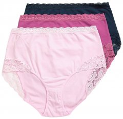 Ulla Popken 831866 Cuecas de cintura alta com renda pack de 3 Azul-marinho
