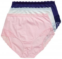 Ulla Popken 831866 Cuecas de cintura alta com renda pack de 3 Azul real