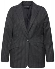 Ulla Popken 832935 Blazer espinha de peixe com brilho metalizado Cinzento
