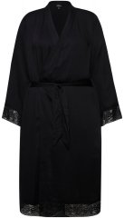 Ulla Popken 834837 Roupão quimono com renda Preto