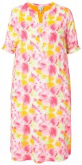 Ulla Popken 836739 Vestido de mistura de linho floral Branco