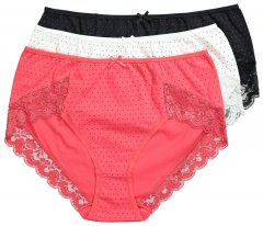 Ulla Popken 837080 Cuecas de cintura alta com renda pack de 3 Rosa