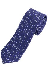 JP1880 837692 Gravata de seda de flores extra-comprida Azul-marinho