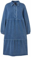 Ulla Popken 840972 Vestido de sweat com folhos Índigo