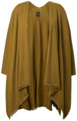 Ulla Popken 841117 Poncho de malha oversize com strass Verde azeitona