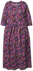 Ulla Popken 841219 Vestido comprido floral Roxo escuro