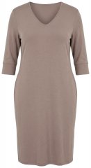 Ulla Popken 841952 Vestido de sweat com decote em V Castanho claro