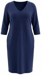 Ulla Popken 841952 Vestido de sweat com decote em V Azul-marinho