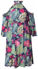 Ulla Popken 842471 Vestido midi estampado Azul-marinho