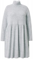 Ulla Popken 844233 Vestido de malha de manga comprida com gola alta Cinzento mesclado