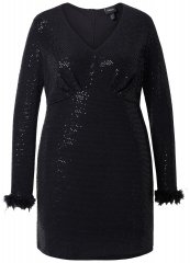 Ulla Popken 845145 Vestido de lantejoulas Preto