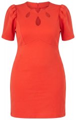 Ulla Popken 845150 Vestido justo de manga curta Vermelho