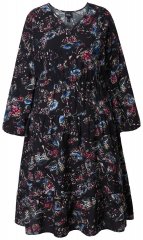 Ulla Popken 845287 Vestido midi estampado Preto