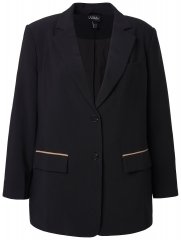 Ulla Popken 845336 Blazer elástico oversize de dois botões Preto