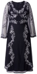 Ulla Popken 845366 Vestido de noite com decote em V Preto